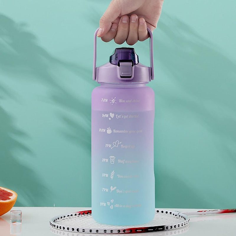 Kit 3 Garrafas 2Litros 900ml 300ml Squeeze Frases Motivadoras + Adesivos 2D 3D - Viral Trends