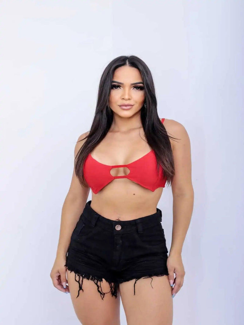 Short Jeans Preto Enrugado - Viral Trends