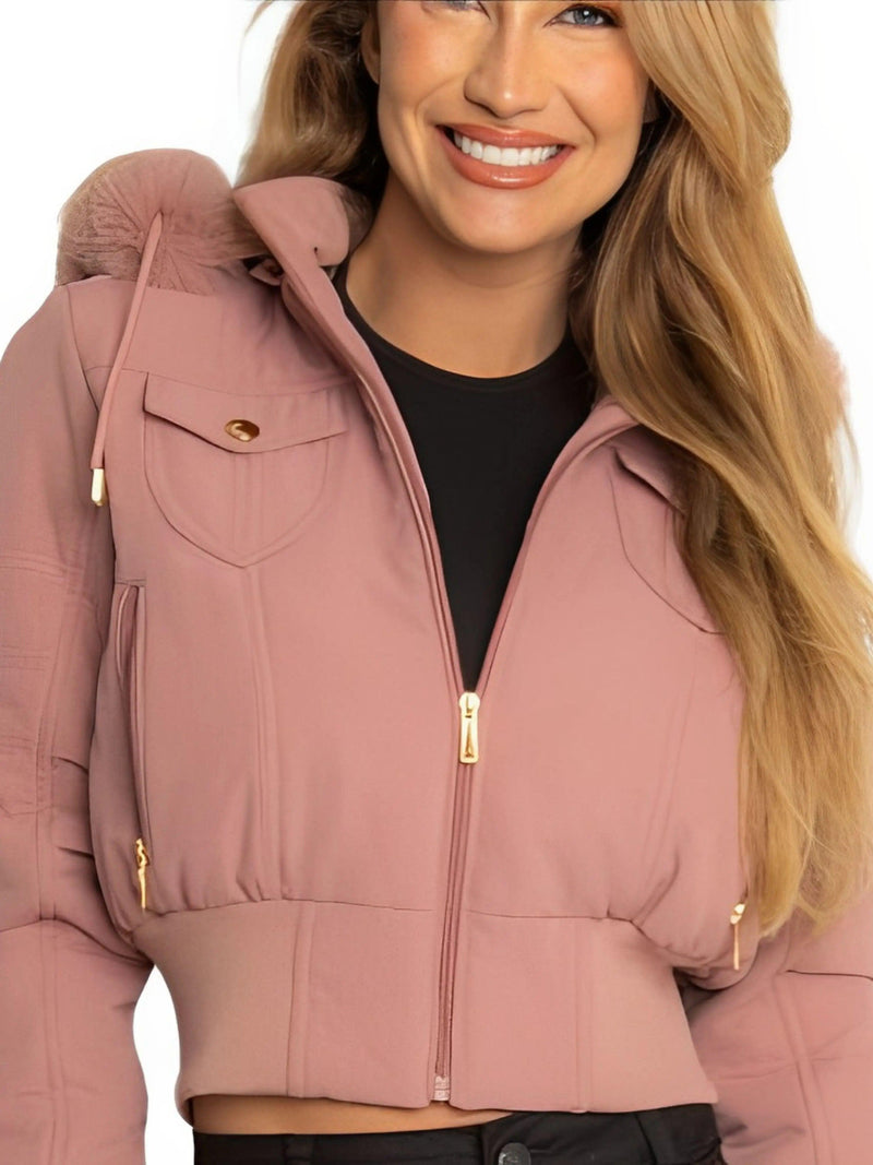 Jaqueta Sarja Cropped Feminina