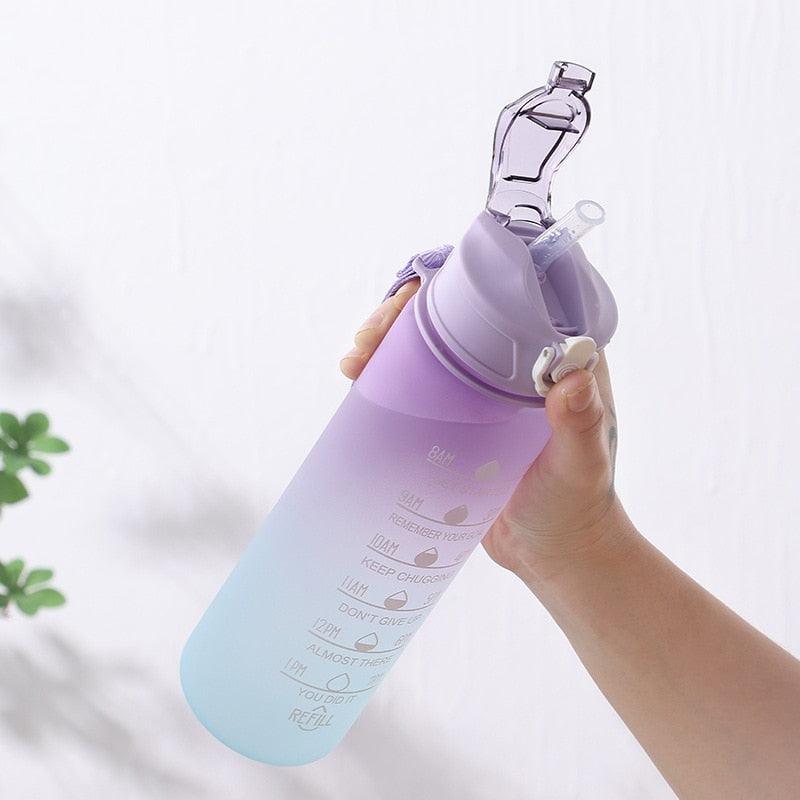 Kit 3 Garrafas 2Litros 900ml 300ml Squeeze Frases Motivadoras + Adesivos 2D 3D - Viral Trends