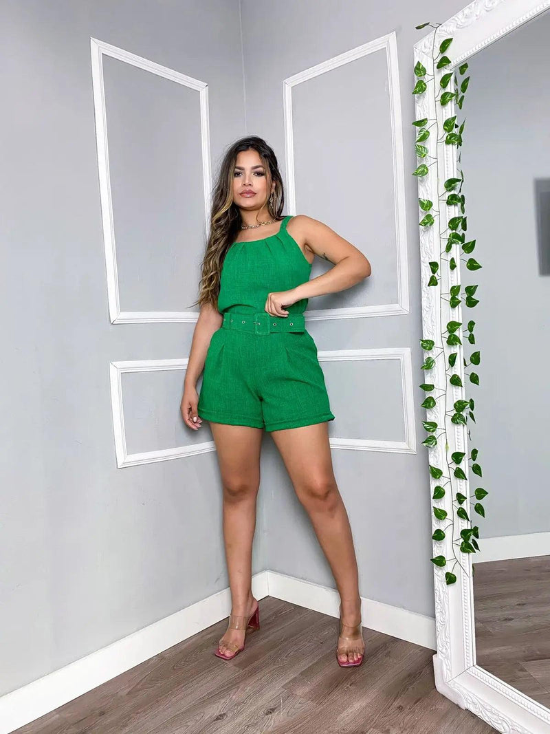 Conjunto Feminino Linhão Blusa e Short com Cinto - Viral Trends