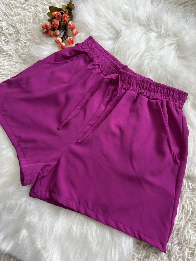 Short Feminino Liso Casual - Viral Trends