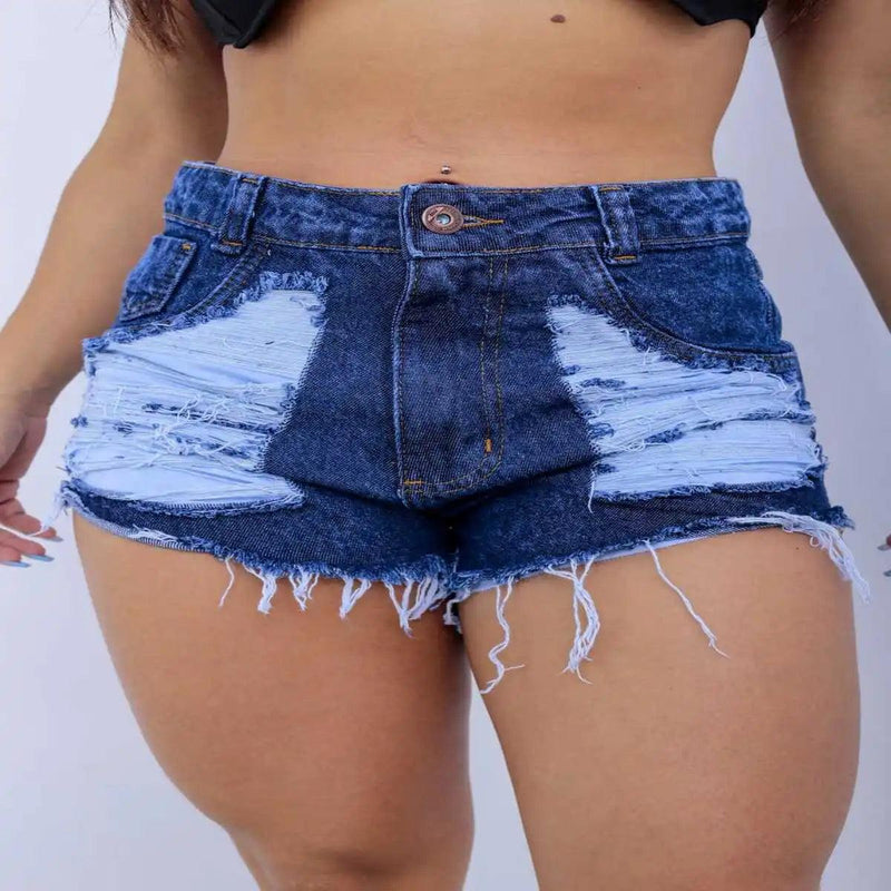 Short Jeans Escuro Destonado Destroyed - Viral Trends