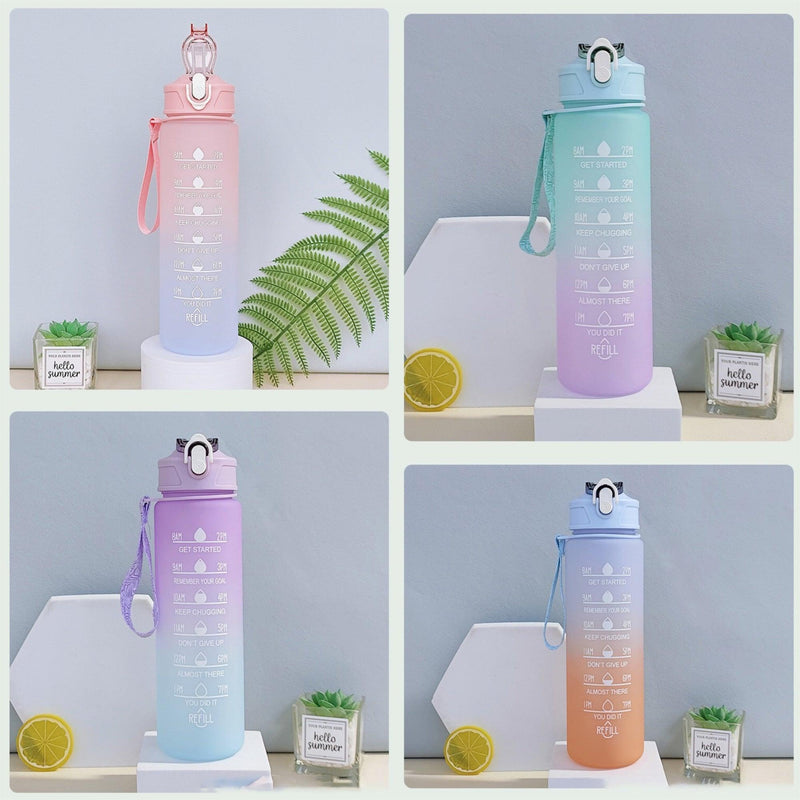 Kit 3 Garrafas 2Litros 900ml 300ml Squeeze Frases Motivadoras + Adesivos 2D 3D - Viral Trends