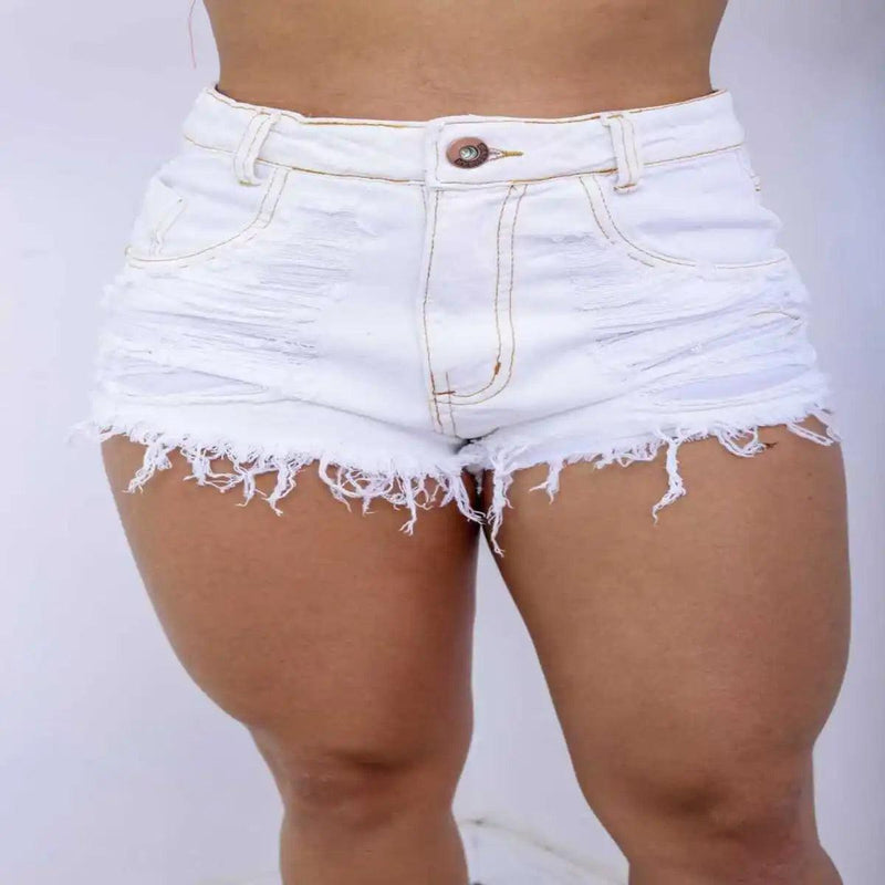 Short Jeans Branco Enrugado - Viral Trends