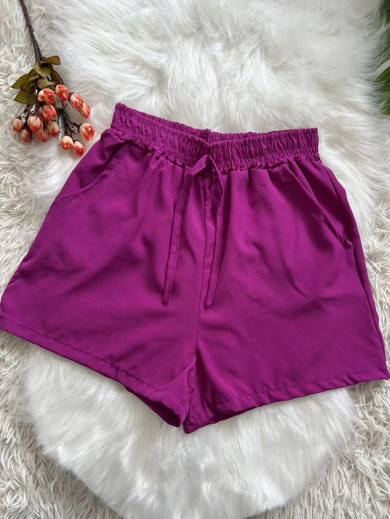 Short Feminino Liso Casual - Viral Trends