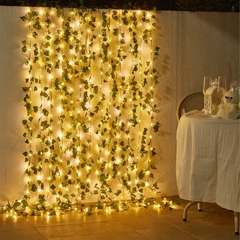 Cordão Folhas Led Natal