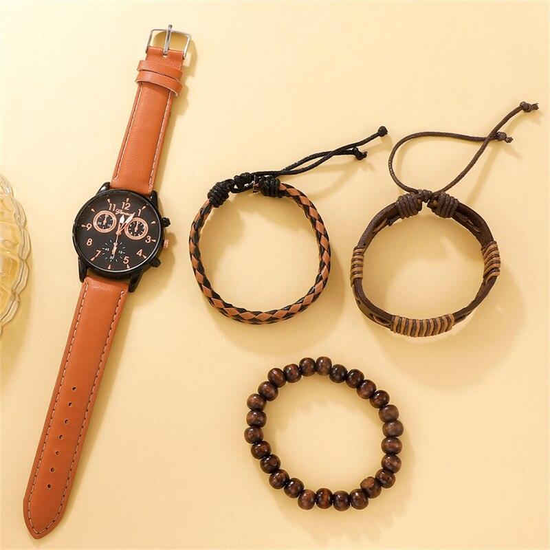 Relógio + 3 Pulseiras Masculino - Viral Trends