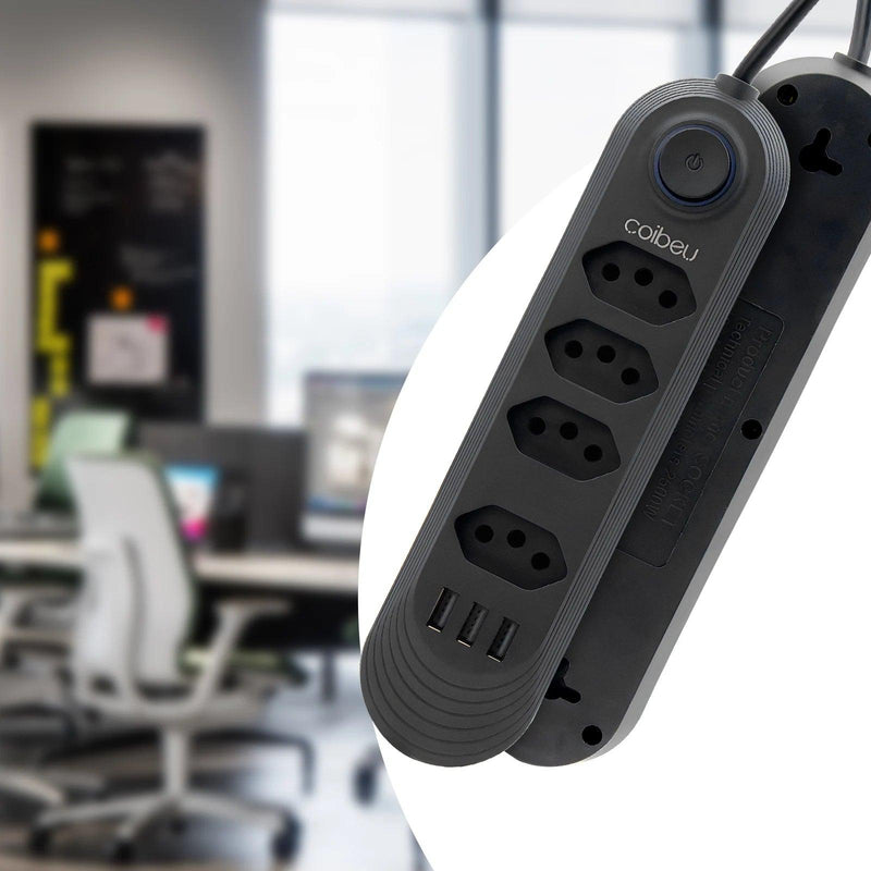 Extensão De 4 Tomadas + USB Bivolt 2 Metros